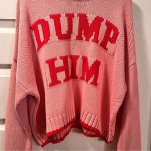 Sincerely Jules Pink and Red Knit Dump Him Sweater